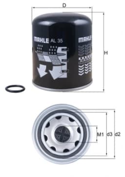 AL35 MAHLE Filtro del desecador de aire (separador de agua y aceite) (camión) original y equivalente