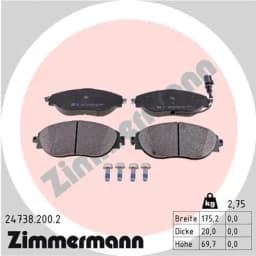 247382002 ZIMMERMANN Pastillas de freno delanteras original y equivalente