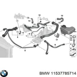 11537785714 BMW Tubería de radiador arriba original y equivalente