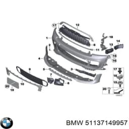51137149957 BMW Moldura de rejilla parachoques superior original y equivalente