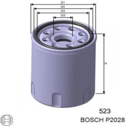P2028 BOSCH Filtro de aceite original y equivalente