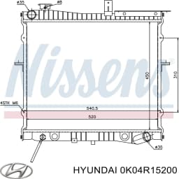 0K04R15200 HYUNDAI Radiador original y equivalente