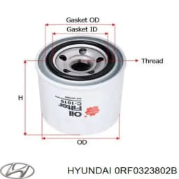 0RF0323802B HYUNDAI Filtro de aceite original y equivalente