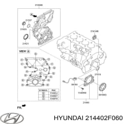 214402F060 HYUNDAI Anillo retén, cigüeñal trasero original y equivalente