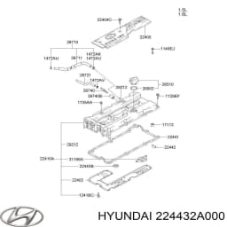 224432A000 HYUNDAI Junta anular, cavidad bujía original y equivalente