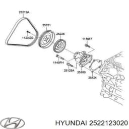 2522123020 HYUNDAI Polea de bomba de agua original y equivalente