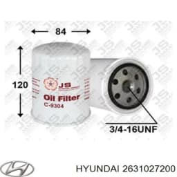 2631027200 HYUNDAI Filtro de aceite original y equivalente