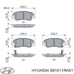 581011RA01 HYUNDAI Pastillas de freno delanteras original y equivalente