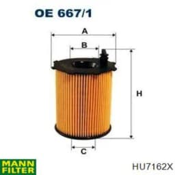 HU7162X MANN Filtro de aceite original y equivalente