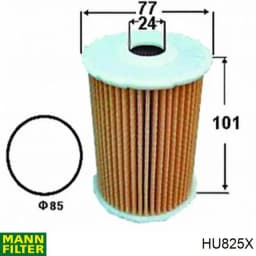 HU825X MANN Filtro de aceite original y equivalente