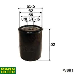W681 MANN Filtro de aceite original y equivalente
