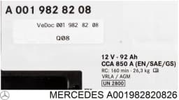 A001982820826 MERCEDES Batería original y equivalente
