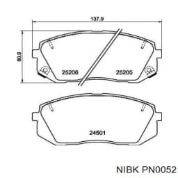 PN0052 NIBK Pastillas de freno delanteras original y equivalente