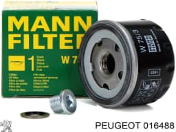 016488 PEUGEOT Junta, tapón roscado, colector de aceite original y equivalente