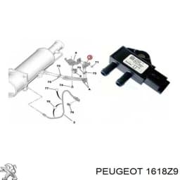 1618Z9 PEUGEOT Sensor de presion gases de escape original y equivalente