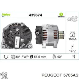 5705AS PEUGEOT Alternador original y equivalente