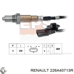 226A40713R RENAULT Sonda Lambda Sensor De Oxigeno Post Catalizador original y equivalente