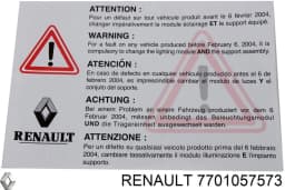 7701057573 RENAULT Anillo de AIRBAG original y equivalente