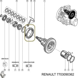 7703090362 RENAULT Cojinete de diferencial, eje delantero original y equivalente