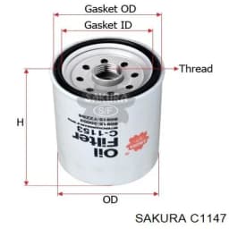 C1147 SAKURA Filtro de aceite original y equivalente