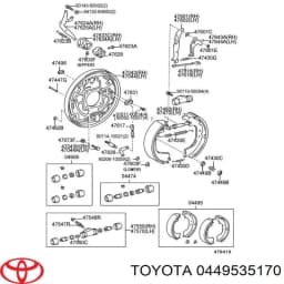 0449535170 TOYOTA Zapatas de frenos de tambor traseras original y equivalente