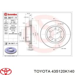 435120K140 TOYOTA Disco de freno delantero original y equivalente