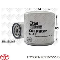 90915YZZJ3 TOYOTA Filtro de aceite original y equivalente