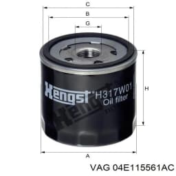 04E115561AC VAG Filtro de aceite original y equivalente