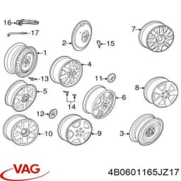 4B0601165JZ17 VAG Tapacubos de ruedas original y equivalente