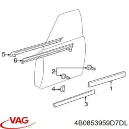 4B0853959D7DL VAG Moldura de puerta delantera izquierda inferior original y equivalente