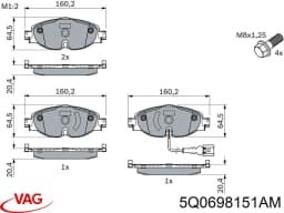 5Q0698151AM VAG Pastillas de freno delanteras original y equivalente