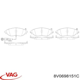 8V0698151C VAG Pastillas de freno delanteras original y equivalente