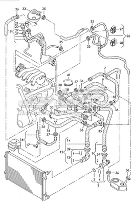 1J0121156BD VAG Tubería de radiador, tuberia flexible calefacción, inferior original y equivalente