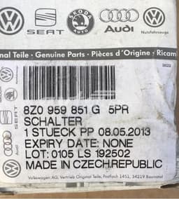 8Z0959851G5PR VAG Interruptor de elevalunas delantera izquierda original y equivalente